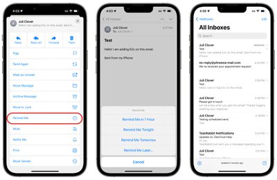 ios 16 mail app remind me - برنامه ایمیل iOS 16: جستجوی بهبودیافته، لغو ارسال، ارسال زمان‌بندی‌شده، یادآوری‌ها و موارد دیگر