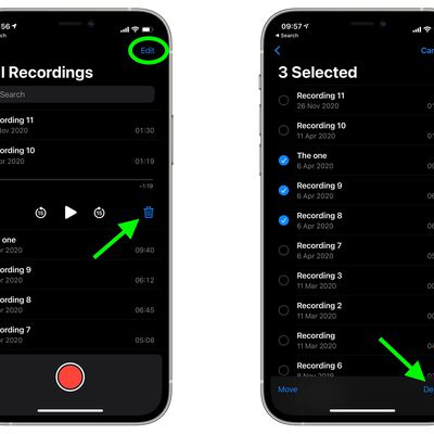delete voice memos ios1 e1617699581970