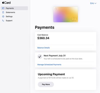 Apple Launches Website for Paying Apple Card Bills Online - MacRumors
