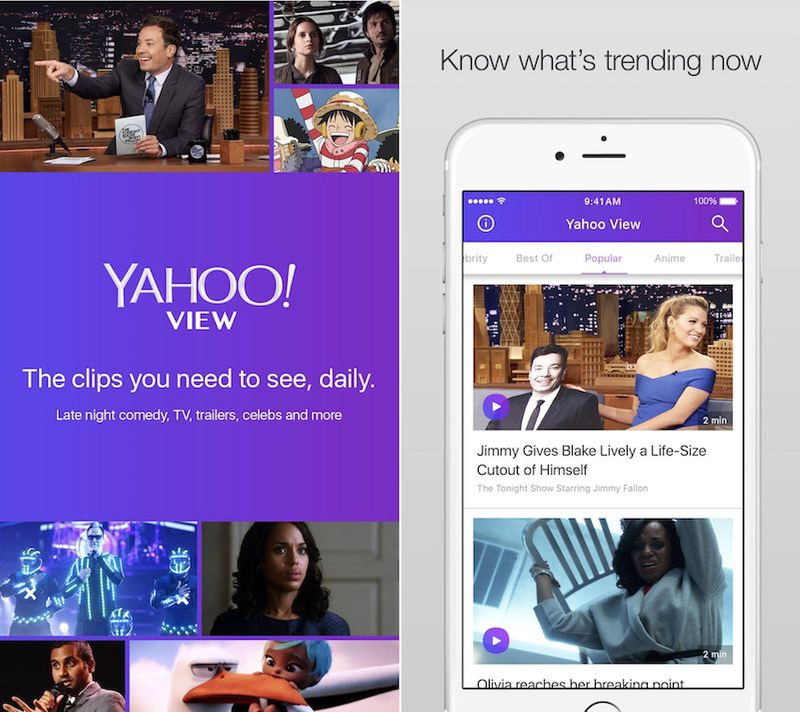 View app. Yahoo, what's trending.