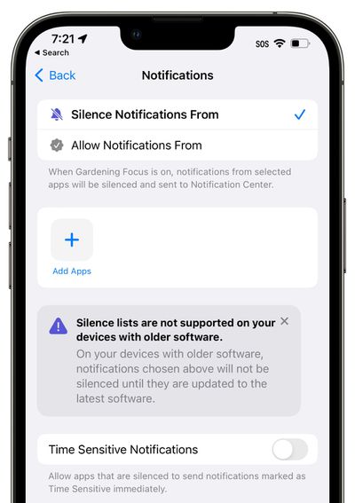 ios 16 menús silencio