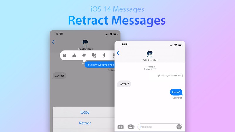 iOS 14 Retracting iMessages Mockup