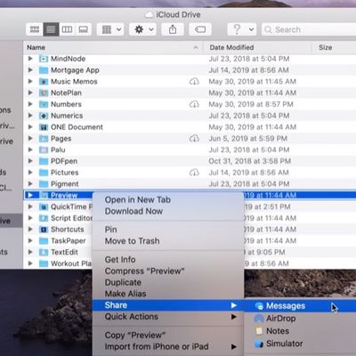 icloud folder sharing catalina