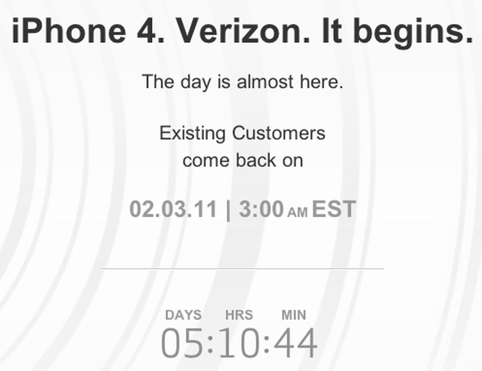 Verizon Confirms iPhone Launch for Existing Customers at 3 AM ET on
