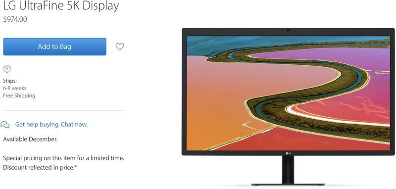 Apple's LG UltraFine 5K Display Now Available for Purchase for $974 ...