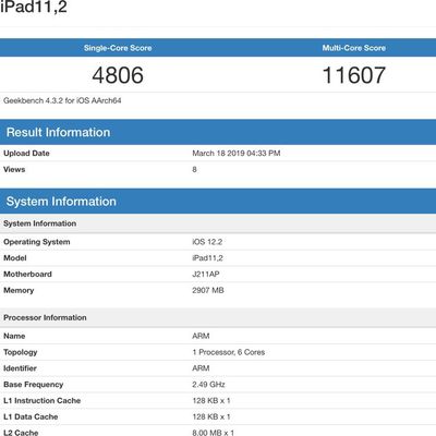 newipadgeekbenchscore