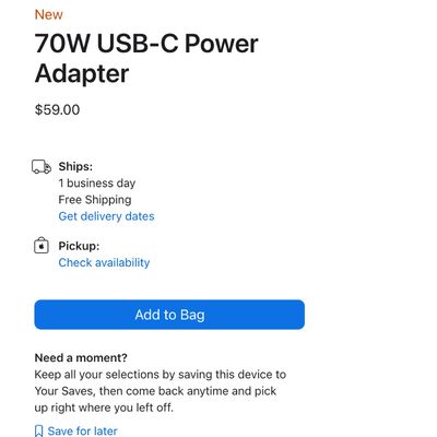 70W Apple Power Adapter