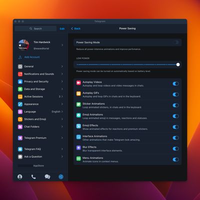 telegram power saving mode