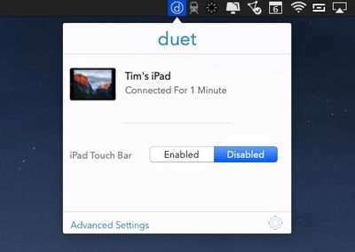 Duet display menu bar applet 1
