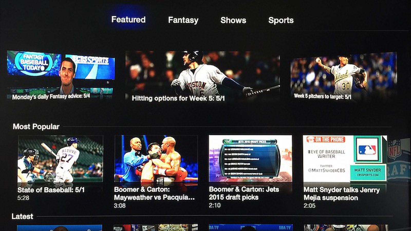 CBS Sports and USA NOW Channels Now Available on Apple TV [Update: More] - MacRumors
