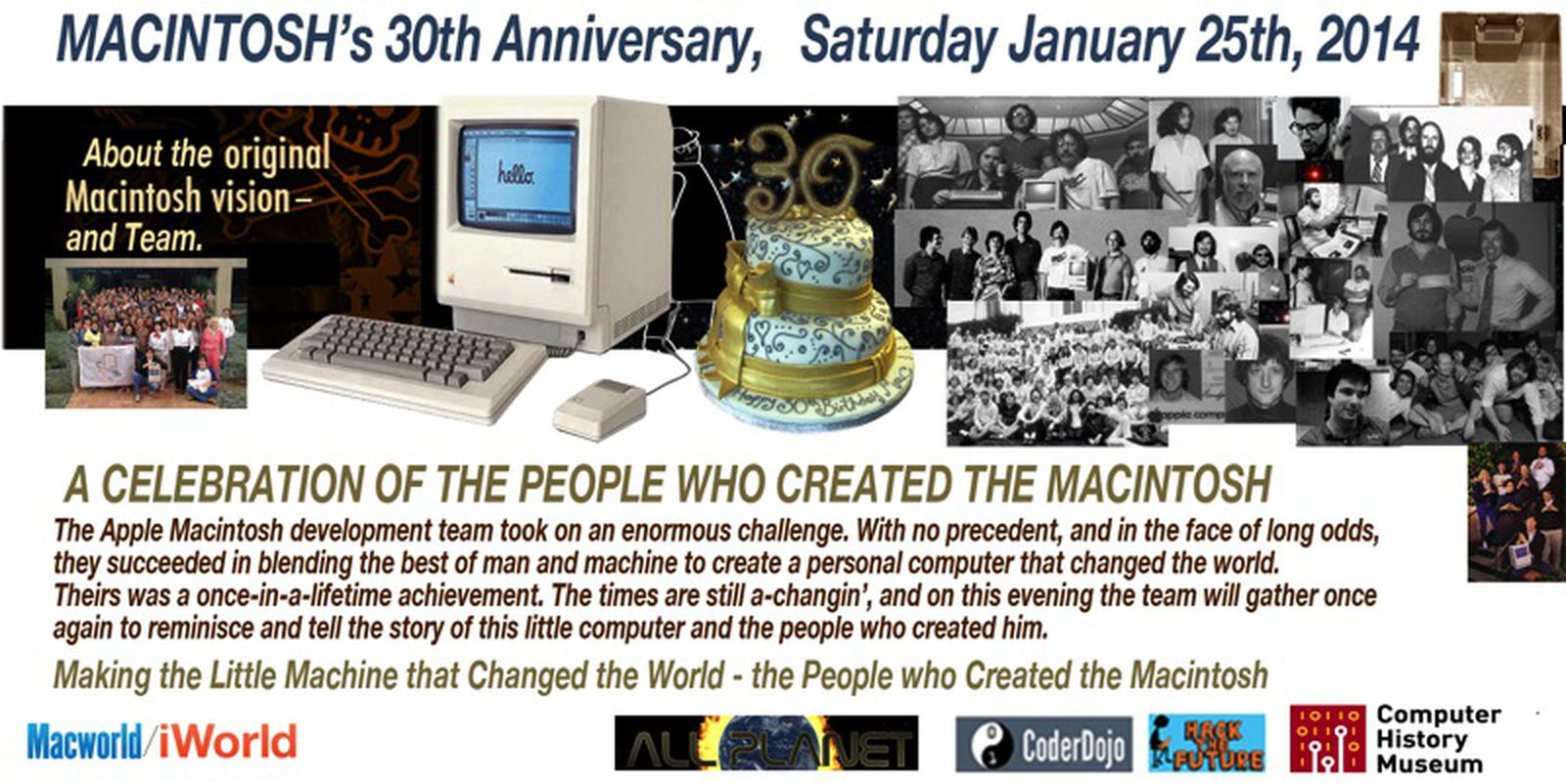 Macintosh 30th Anniversary Celebration Event Planned for January 25 ...
