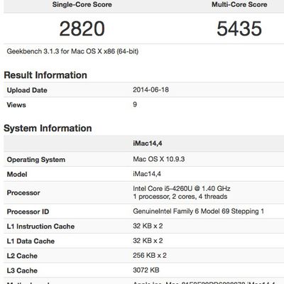 imac 14 4 geekbench