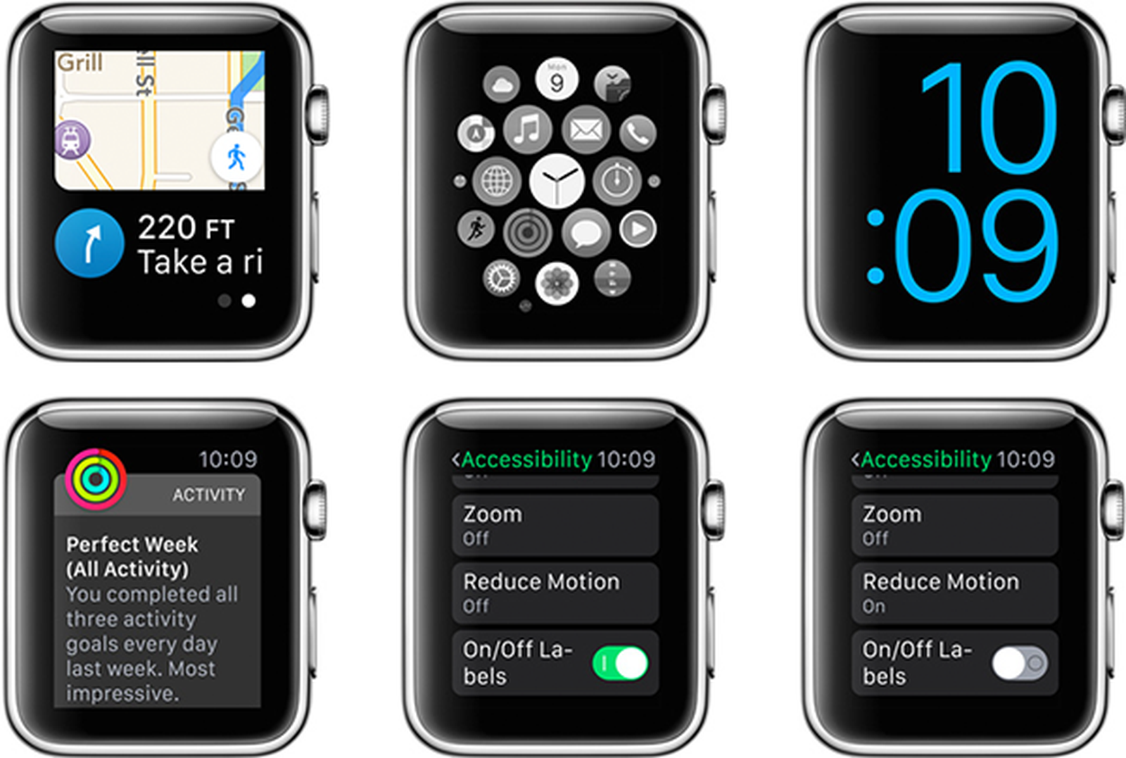 Apple Watch Accessibility Features VoiceOver, Mono Audio, Grayscale