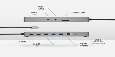 Concentrador USB C 11 en 1 enchufable