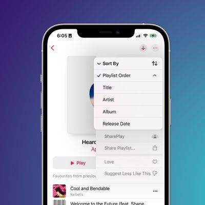 apple music ios 16 sorting