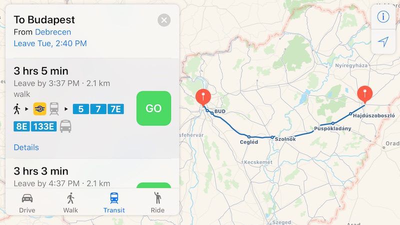 Apple Maps Transit Directions Now Available In Hungary - Macrumors