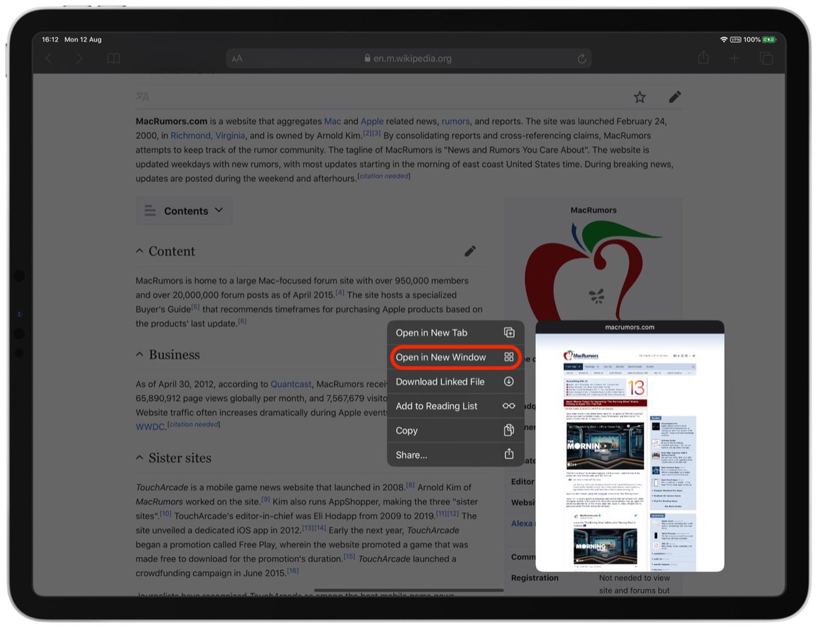 How to Create a New Window From a Link in Safari on iPadOS - MacRumors