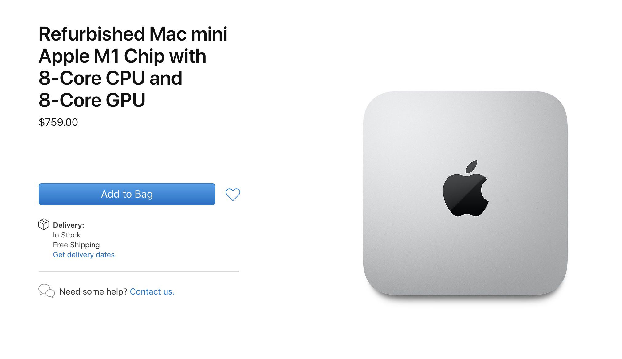 Apple sells refurbished M1 Mac Mini