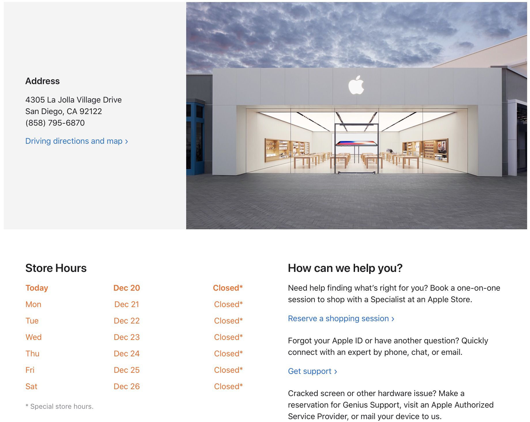Apple Store Hours of Operation Today