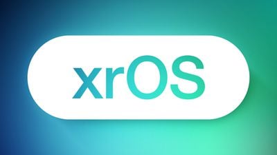 Il testo xrOS presenta una triade blu