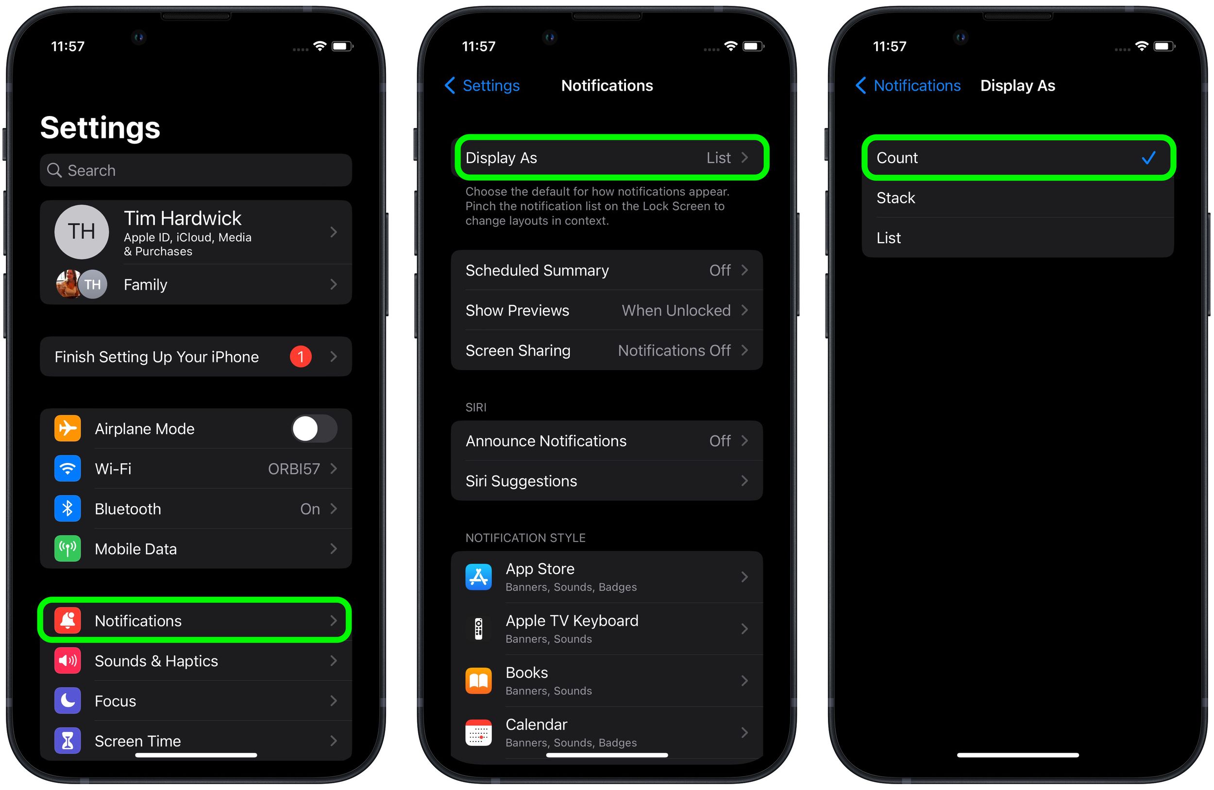 how to change location of notifications on lock screen iphone