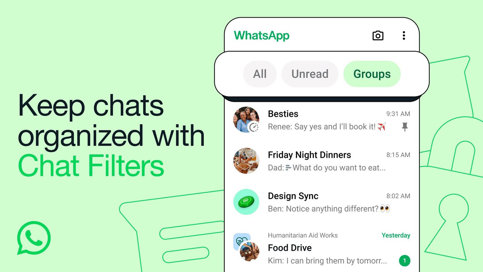 WhatsApp внедряет фильтры чата, чтобы помочь быстрее находить разговоры