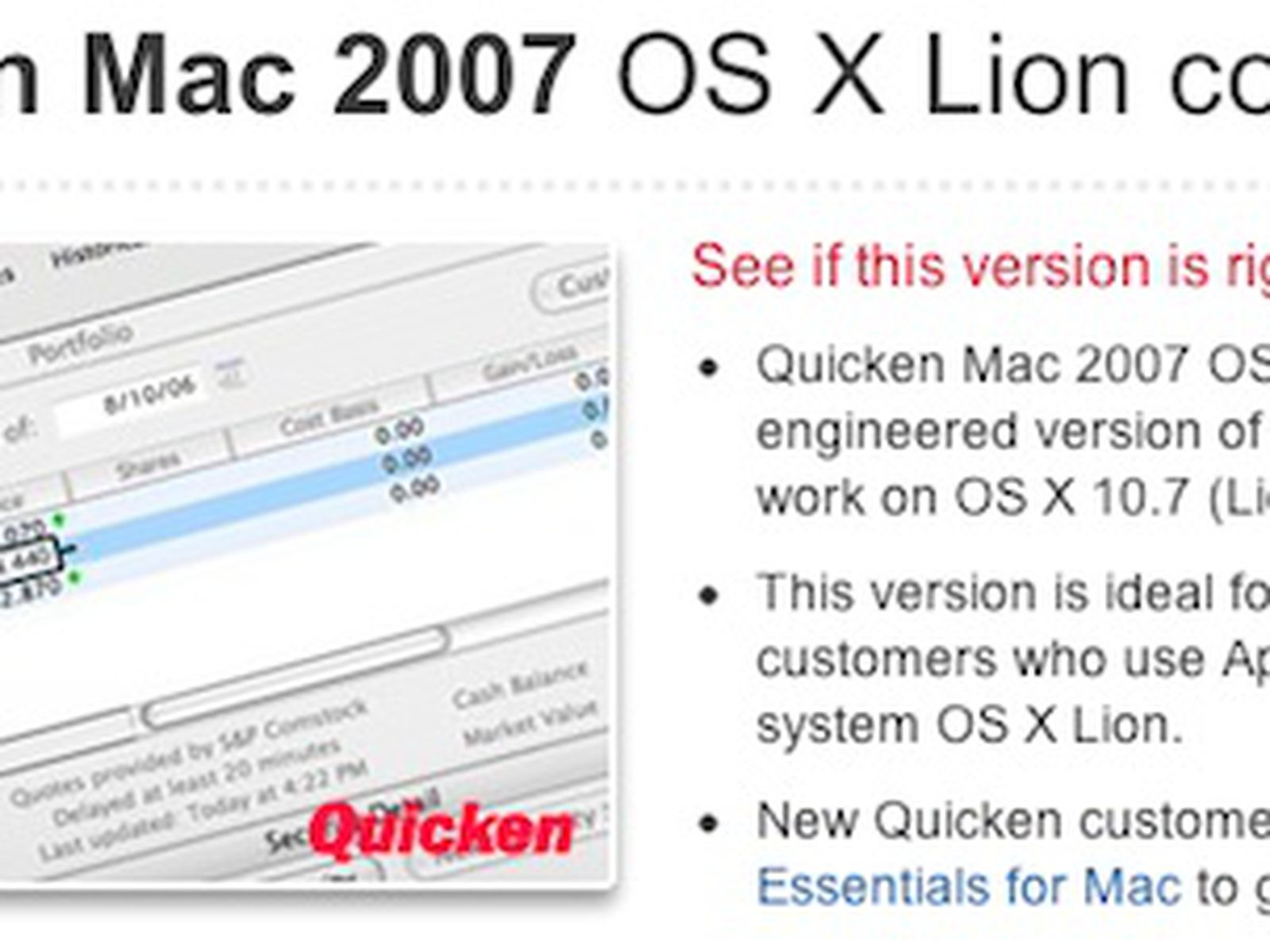 quicken for mac 10.8.5