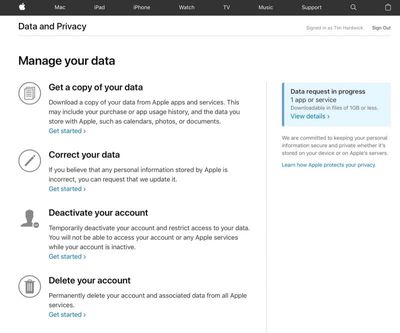 apple data and privacy website