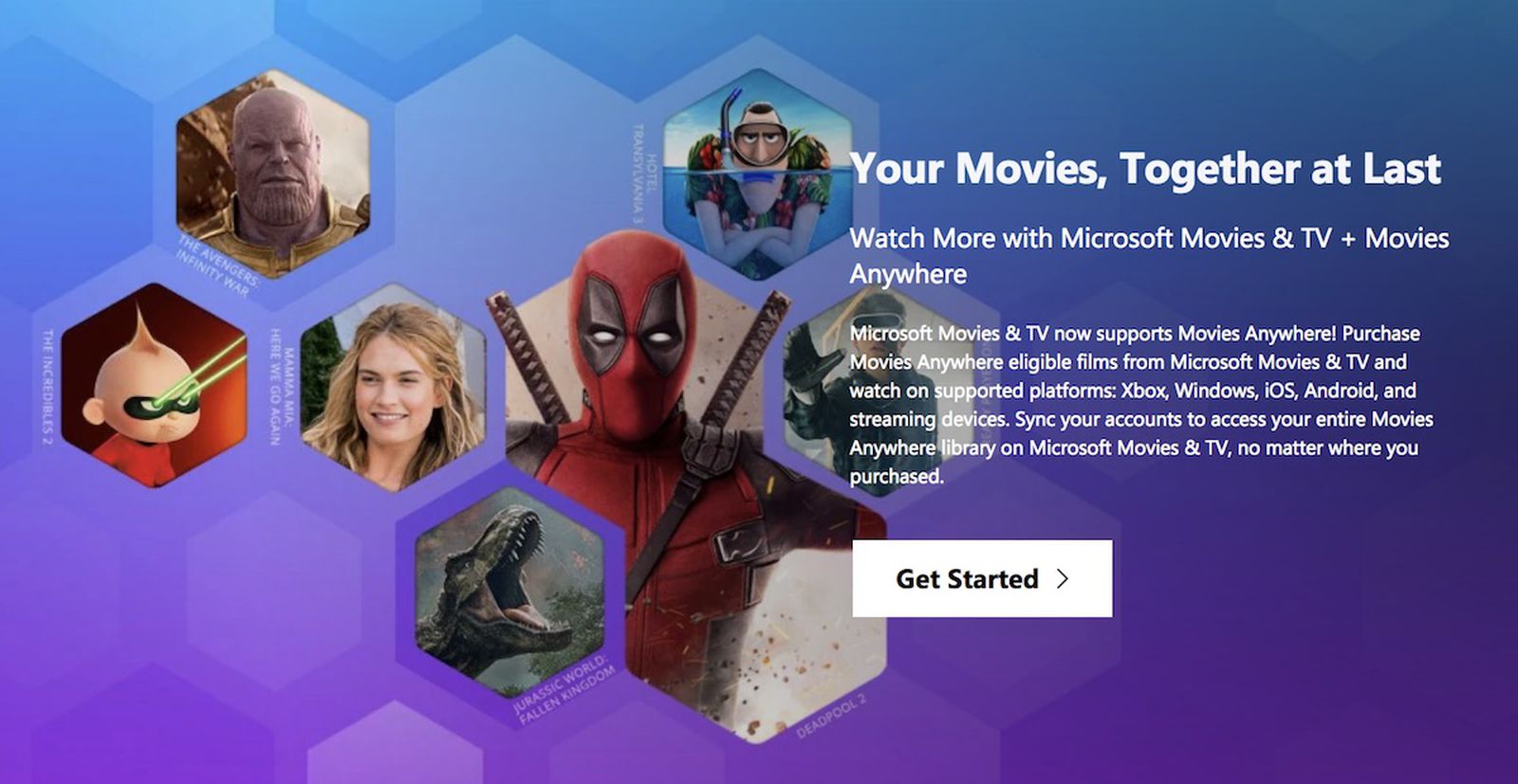Microsoft movie. Movies anywhere. Get movies. Your movies 1