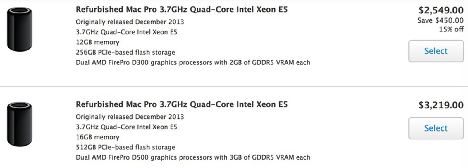Mac pro models now available from apple s online refurbished store