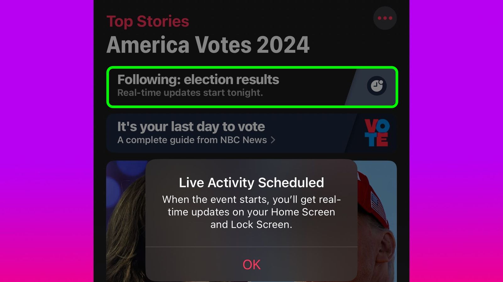 Отслеживайте результаты выборов 2024 года в прямом эфире на экране блокировки вашего iPhone