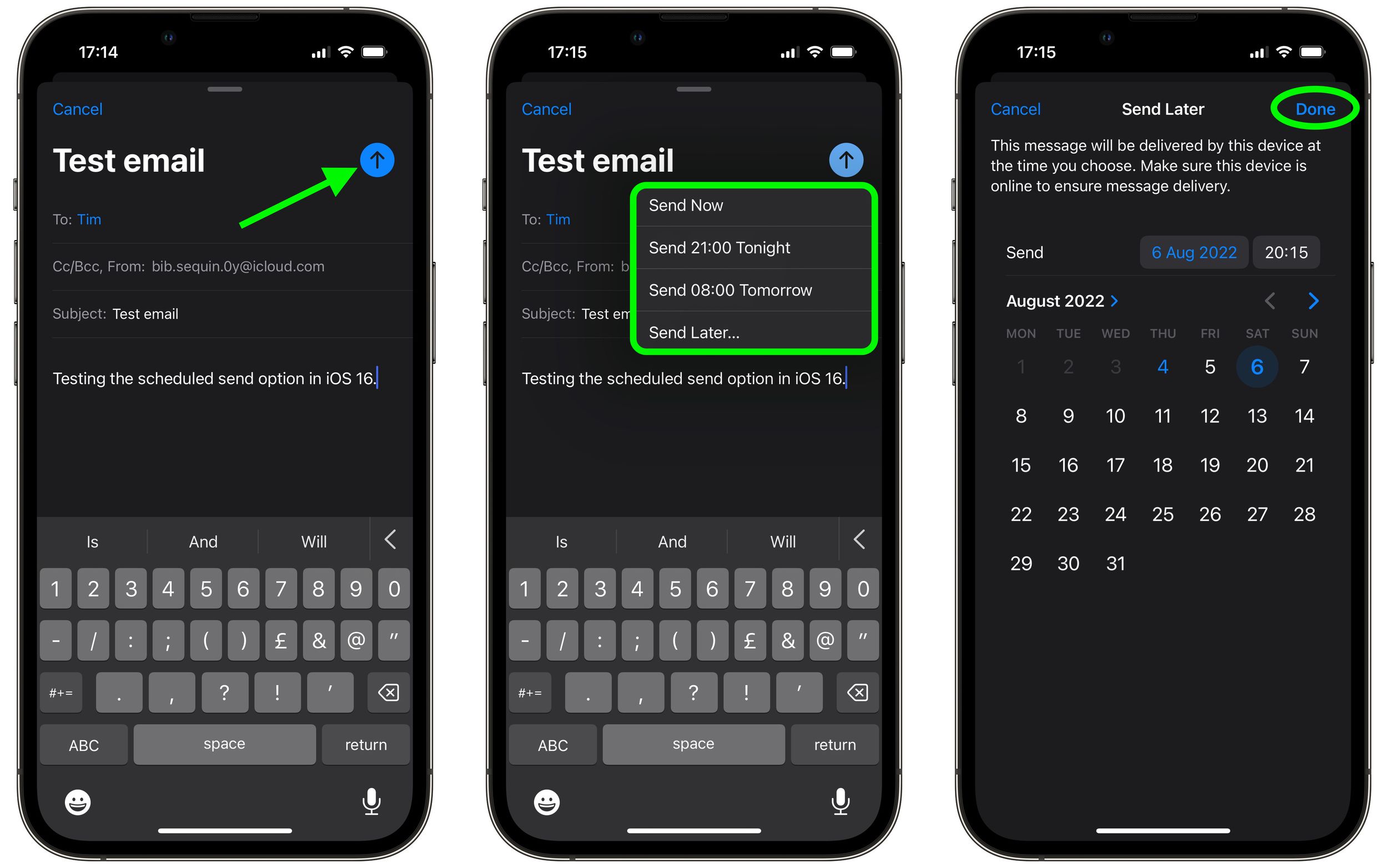 scheduled email outlook ios