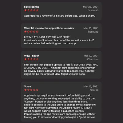 app store review scam
