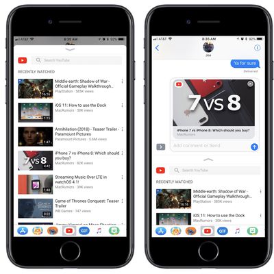 imessage youtube app