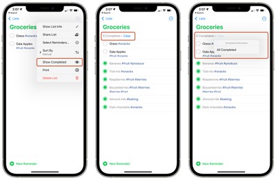 ios 15 reminders delete completed