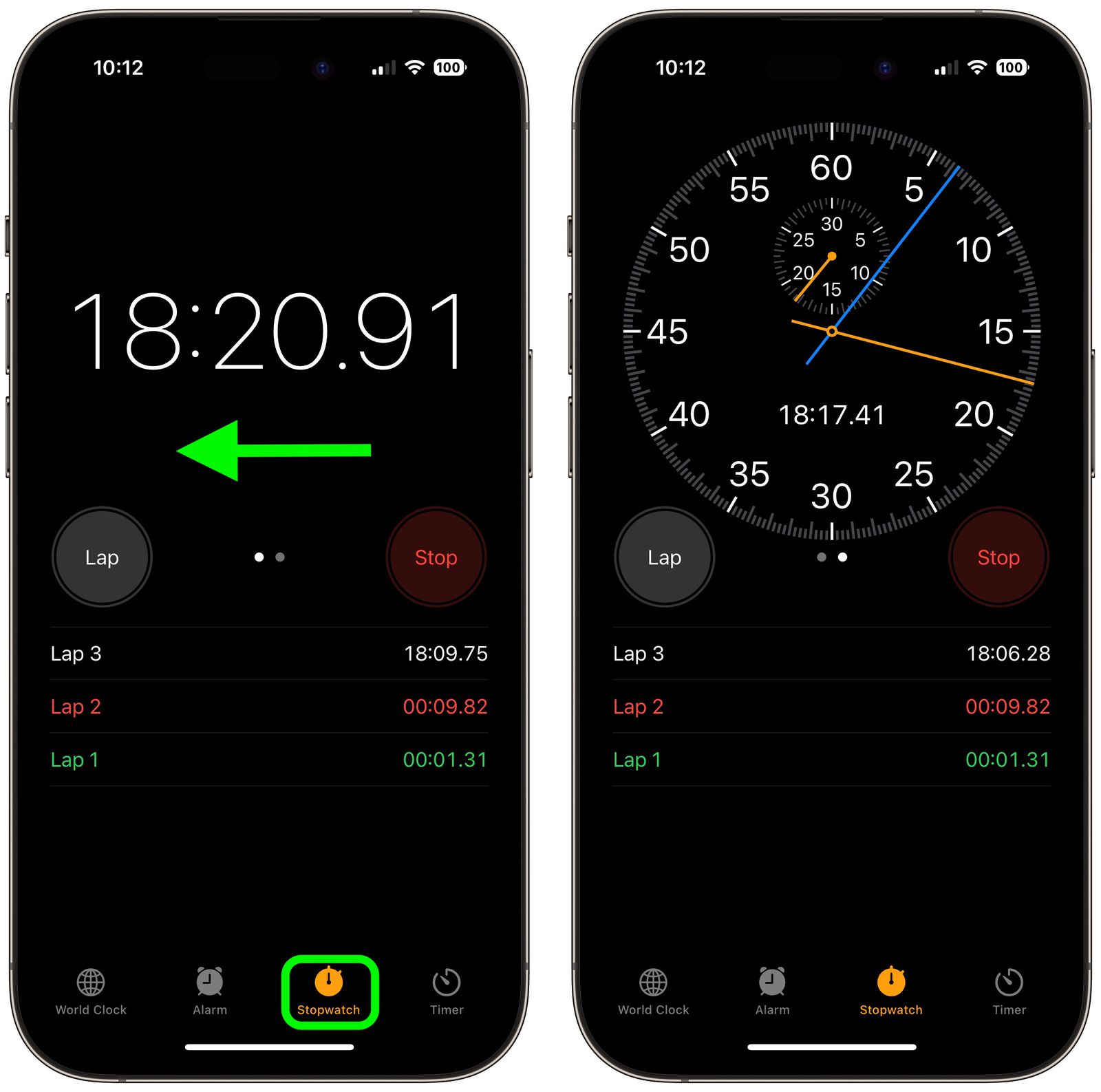 How to Switch From Digital to Analog Stopwatch on iPhone and Mac