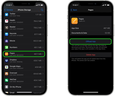 Elimina app ios1 non necessarie offload