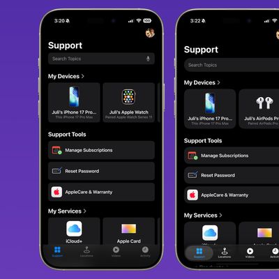 apple support app liquid glass