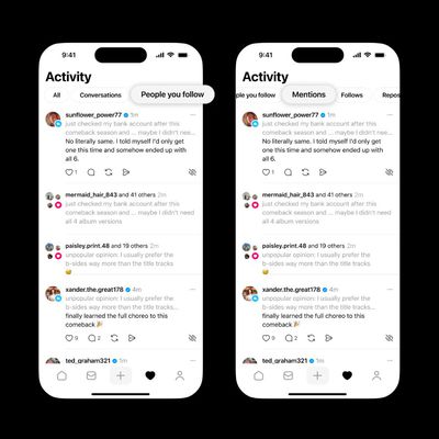 Threads More Activity Filters