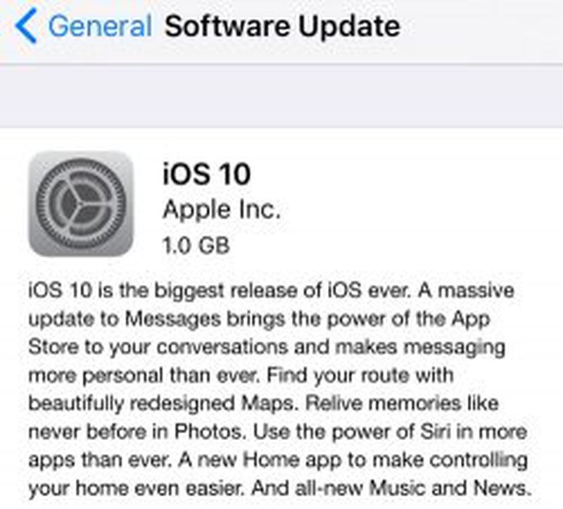 Apple Says Over-the-Air iOS 10 Update Issue is Fixed - MacRumors