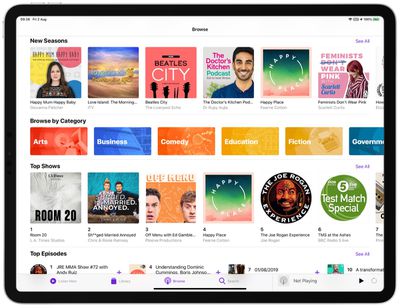 podcasts app categories