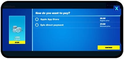 fortnite direct payment ios