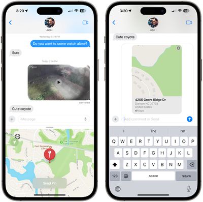 broche d'emplacement de message ios 17