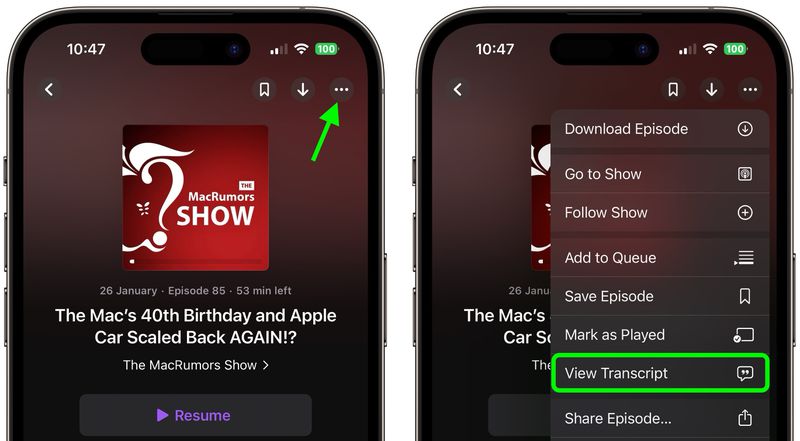 IOS 17.4: Using Apple's New Podcast Transcript Feature - MacRumors