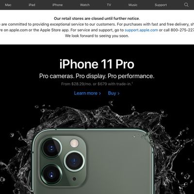 apple store closures indefinite banner website