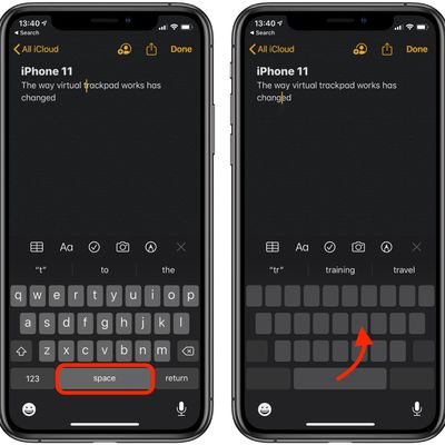 virtual trackpad on iphone 11