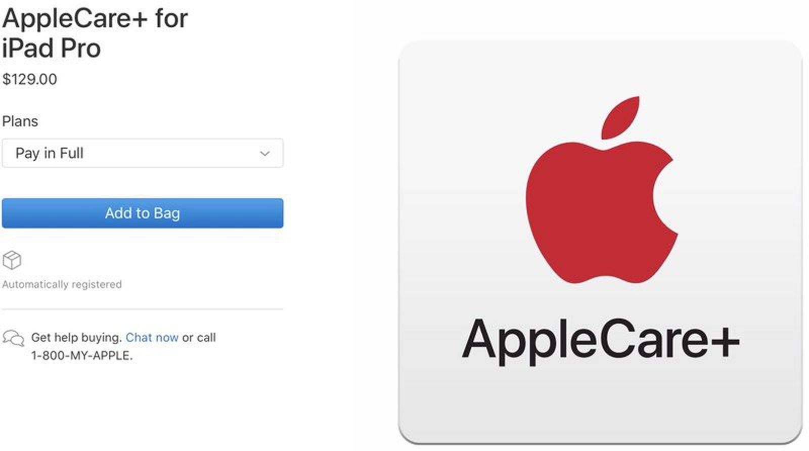 AppleCare+ for New iPad Pro Models Priced at $130, Out-of-Warranty ...