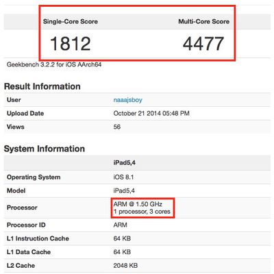 ipad air 2 a8x geekbench