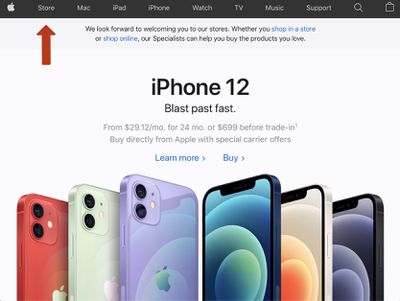 apple store new website section