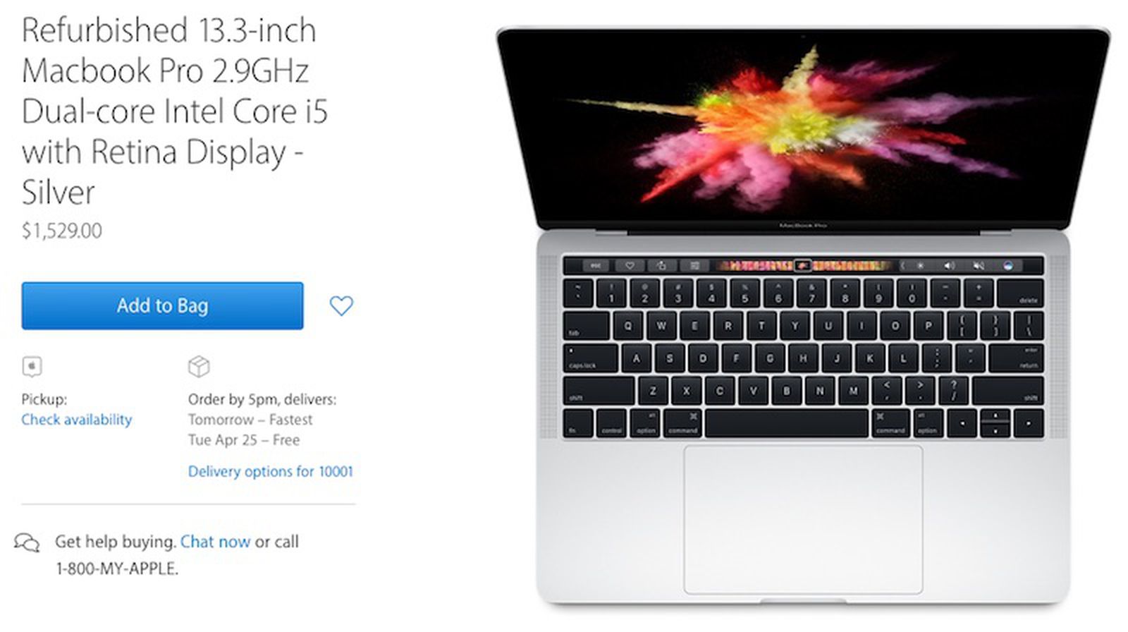 Apple Now Selling Refurbished 13-Inch MacBook Pro With Touch Bar